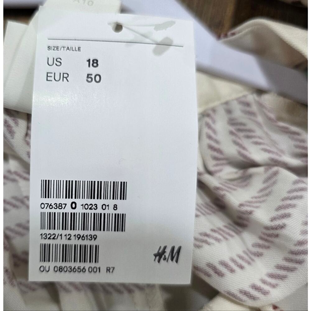 NWT H&M Plus Size 18 Geometric Print Tunic Dress Cream Maroon Oversized Boho - Picture 8 of 9